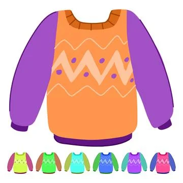 Oversized winter sweater cozy vector cartoon graphic Stock Illustration