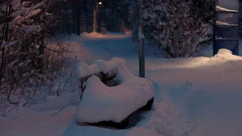 Oversnowed Bench Stockbeeldmateriaal 169790672