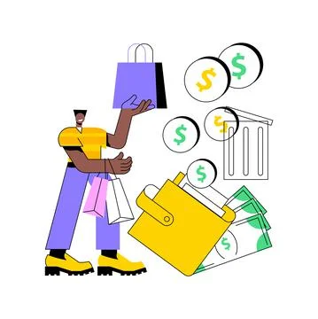 Overspending abstract concept vector illustration. Stock Illustration