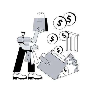 Overspending abstract concept vector illustration. Stock Illustration