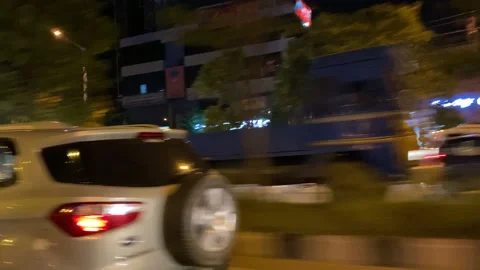 Overtaking a car at night Stock Footage 162981088