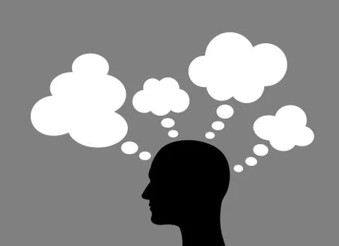 Overthink / Creativity - human and man is thinking too much Stock Illustration