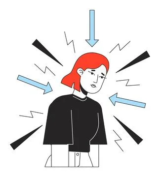 Overthinking disorder flat line concept vector spot illustration イラスト素材