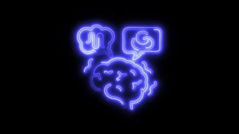 Overthinking Outline Icon in HD Video Neon Animation Stock-Footage 304507468