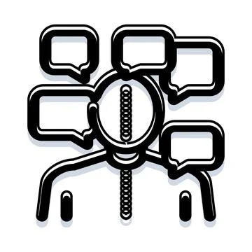 Overthinking process with many thoughts and speech bubbles Stock Illustration