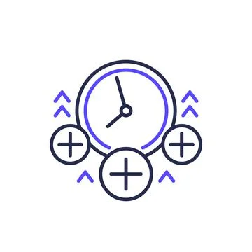 Overtime icon, working over time line vector Stock Illustration