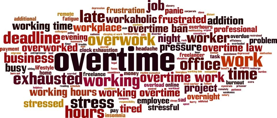 Overtime word cloud Stock Illustration