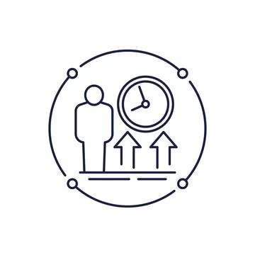 Overtime work icon in line design Stock-Illustration