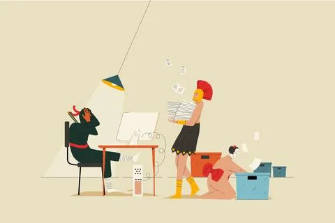 Overtime Working Illustration Stock Illustration
