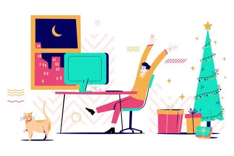 Overtime Working Illustration 스톡 일러스트