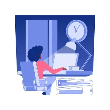 Overtime working isolated concept vector illustration. Ilustración de archivo
