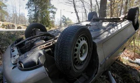 Overturned car Stock Photos