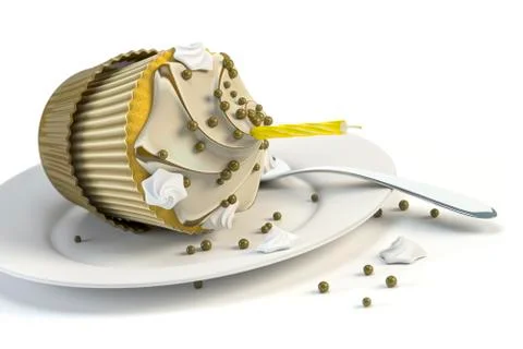 Overturned cupcake on a plate Stock Illustration