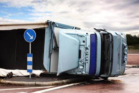 Overturned lorry Foto stock
