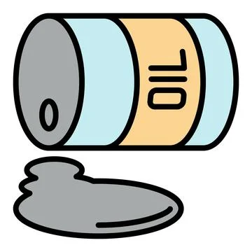 Overturned oil barrel vector colored icon or sign in outline style Stock Illustration