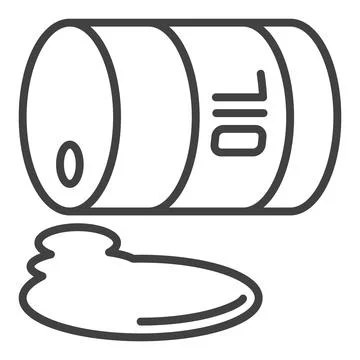 An overturned oil barrel vector icon or sign in outline style Stock Illustration