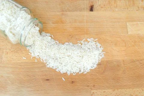 Overturned raw rice Stock Photos