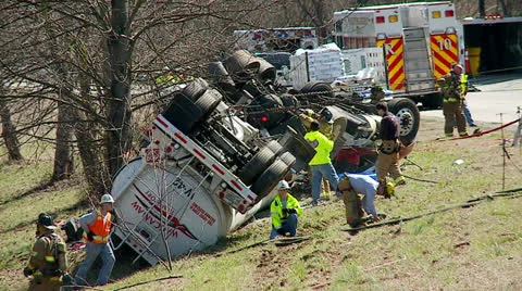 Overturned Tanker Video stock 24691703