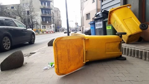 Overturned trash cans Stock Footage 278002800