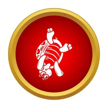 Overturned turtle icon symbolizing helplessness and challenge in red circle 스톡 일러스트