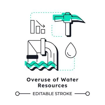 Overuse of water resources modern linear concept icon Stock Illustration