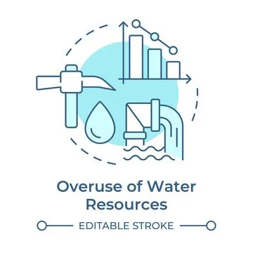 Overuse of water resources soft blue concept icon イラスト素材