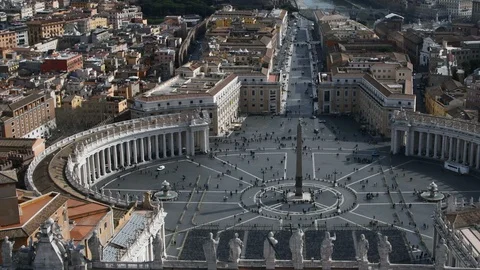 Overview from above of the Square of the St Peter Stock Footage 128179948