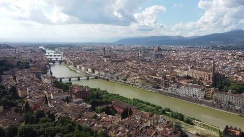 Overview aerial of Florence major monuments. Tuscany Italy Vídeos de archivo 133312478