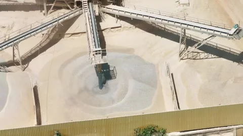 Overview of aggregate processing and material handling in cement production Stock Footage 336166240