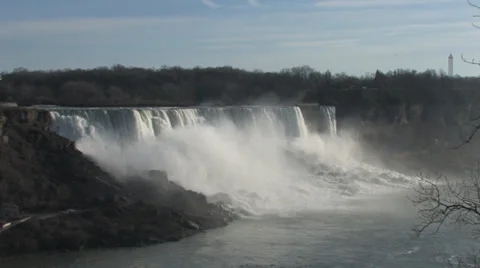 Overview of the American Falls in Niagara Falls, NY Stock Footage 39332011