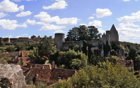 An overview of Angles-sur-l'Anglin, a picturesque village in france Stock Photos