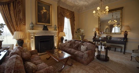 Overview Of A Beautiful Classical Interior Design Reception Room Stock Footage 107556784