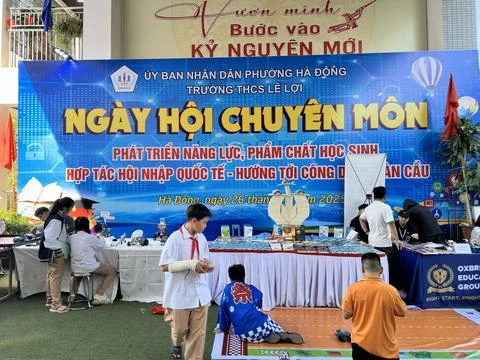 Overview of the book and creative model display booth during the professional Stock Photos
