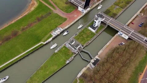 Overview Of Bridges And Waterways, Visual Summary Of Canal Systems With Bridges Stock Footage 325452920