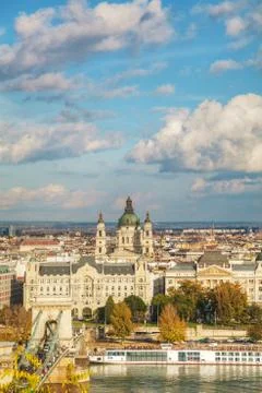 Overview of budapest on a cloudy day Stock Photos