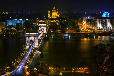 Overview of budapest at night Stock Photos