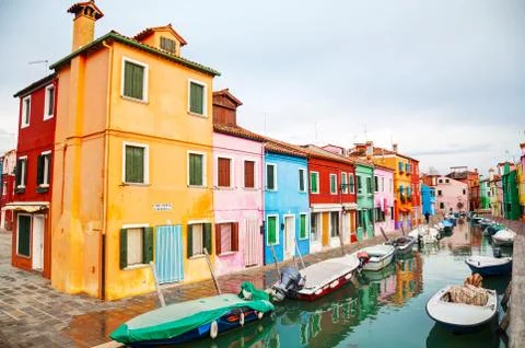 Overview of the Burano canal Stock Photos
