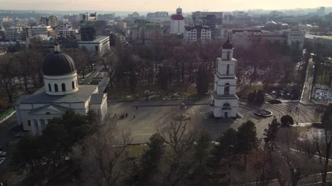 Overview of Cathedral park in Chisinau Stock Footage 170194498