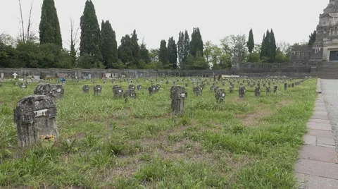 Overview Cemetery with mausoleum Stock Footage 54917039