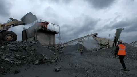An overview of a coal production process at the coal mine Stock Footage 101502779
