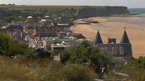 Overview of the commune of Arromanches les Bains Normandy, France Stock-Footage 101208713