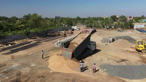 Overview of Construction Work with Dump Truck and Machinery Equipment. Vídeos de archivo 340036082