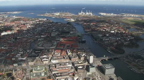 Overview of Copenhagen aerial Stock Footage