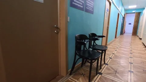 Overview of the corridor in one of the veterinary clinics in Moscow, Russia Stock Footage 261683400