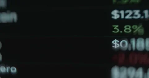 Overview of cryptocurrencies price changes on trading app Stock Footage 314456447