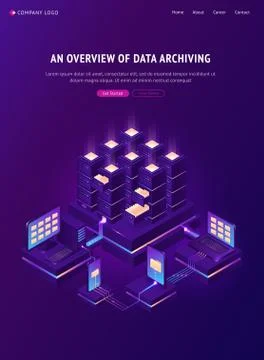 Overview of data archiving banner Stock Illustration