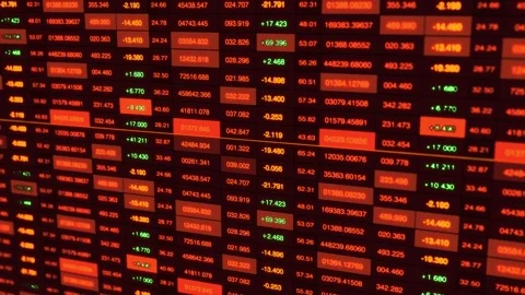 Overview of Dynamic Stock Market Data Display: Trends, Changes, and Financial Stock Footage 339068683