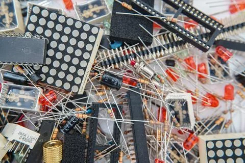 Overview of electronic components Stock Photos