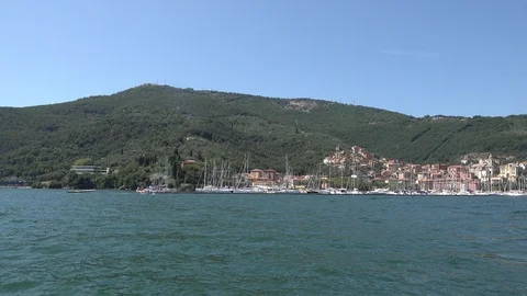 Overview of the end of the Gulf of La Spezia in Italy Stock Footage 113705369