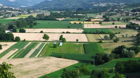 Overview of farm fields Stock Footage 143010686